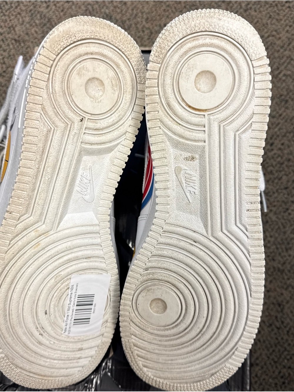 Supreme x NBA x Nike Air Force 1 Mid White Multi-Team Logo Sneakers - Picture 5 of 7